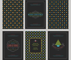 Christmas card with pattern and labels vector kit 05