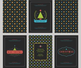 Christmas card with pattern and labels vector kit 07