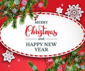Christmas card with red new year background vector