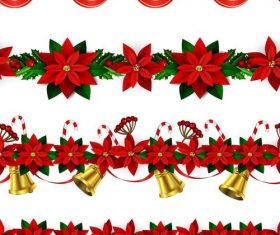 Christmas flower borders seamless vector 01