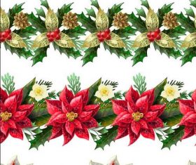 Christmas flower borders seamless vector 02