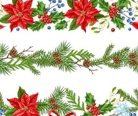 Christmas flower borders seamless vector 03