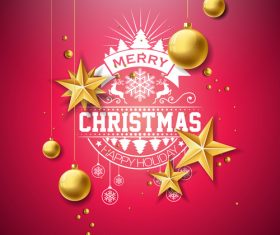 Christmas golden baubles with new year festvial background vector 01