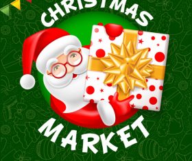 Christmas market poster template vectors 01
