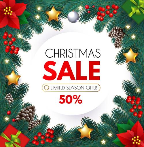Christmas sale season offer vectors