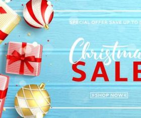 Christmas sale shop now with wooden vector