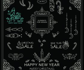 Christmas with new year hand drawn ornaments vector set 07