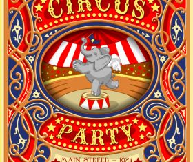 Circus party flyer with poster template vector 01
