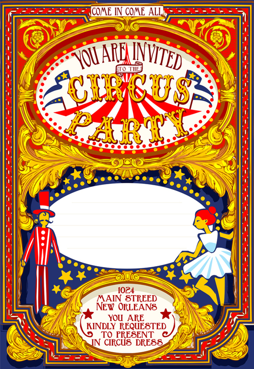 Circus party flyer with poster template vector 02