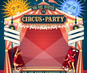 Circus party flyer with poster template vector 04