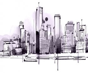 City skyline hand drawn vectors 01