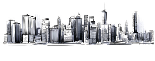 City skyline hand drawn vectors 05