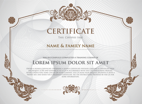 Classical styles certificates template vector 01
