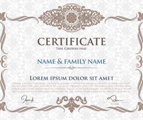 Classical styles certificates template vector 05