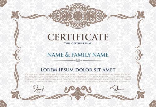 Classical styles certificates template vector 05