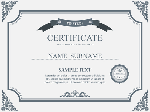 Classical styles certificates template vector 06