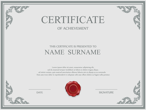 Classical styles certificates template vector 08