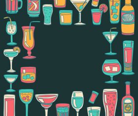 Cocktails with drank pattern illustration vector 02