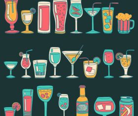 Cocktails with drank pattern illustration vector 03