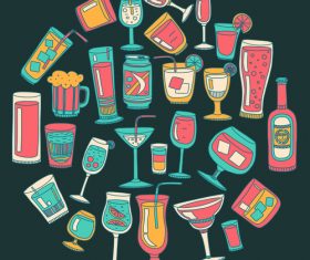 Cocktails with drank pattern illustration vector 05
