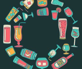 Cocktails with drank pattern illustration vector 06