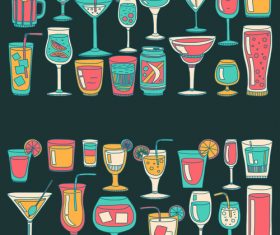Cocktails with drank pattern illustration vector 07