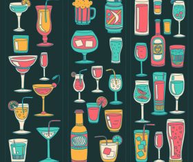 Cocktails with drank pattern illustration vector 08