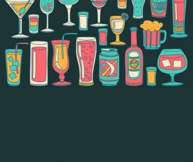 Cocktails with drank pattern illustration vector 10
