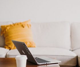 Coffee and computer on the table Stock Photo