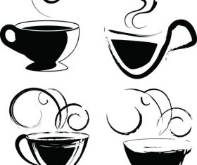 Coffee cup black and white vector material