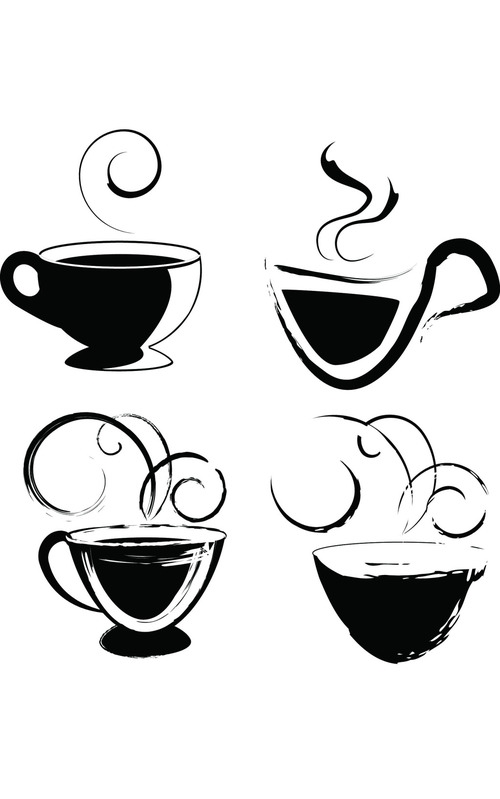 Coffee cup black and white vector material