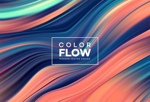 Color flow wave abstract background vector 02