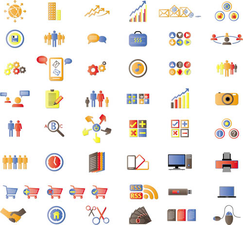 Colored Business Icons vector