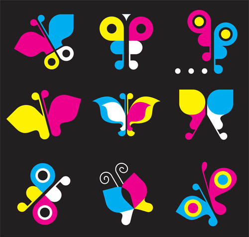 Colored CMYK logos vectors graphic