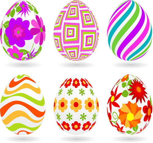 Colored Floral Easter Eggs 1 vector