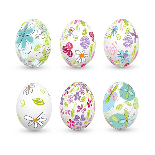 Colored Floral Easter Eggs 2 vectors material