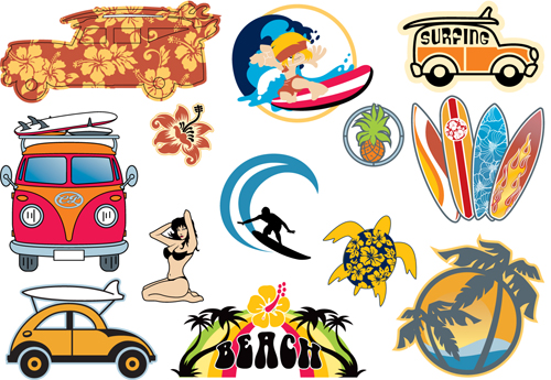Colored Travel Icons 1 vector