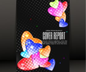 Colored heart with black report cover vector 01