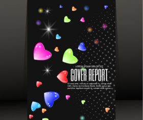 Colored heart with black report cover vector 02