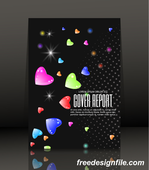 Colored heart with black report cover vector 02