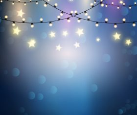 Colored light bulb with stars background vector