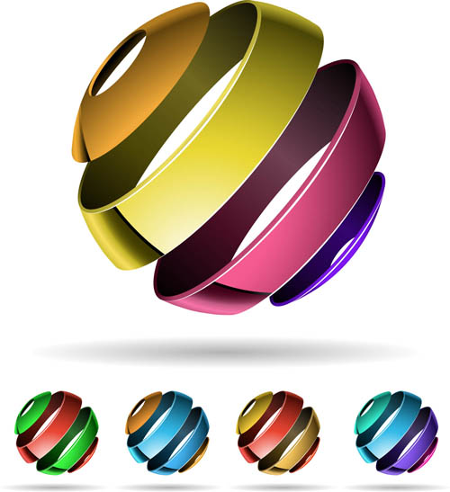 Colorful 3D Spheres Logos 2 vector