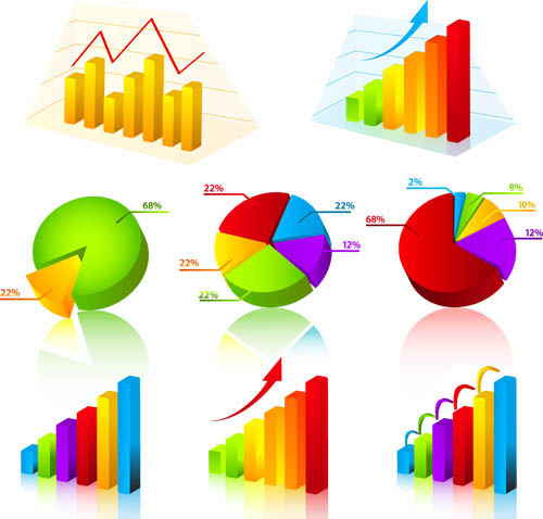 Colorful Business Charts set vector