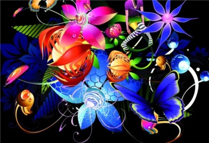 Colorful flower background set vector
