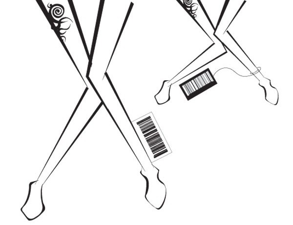 Creative Legs with bar code set vector