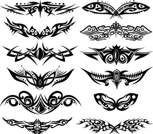 Creative black Tattoo elements vector graphics