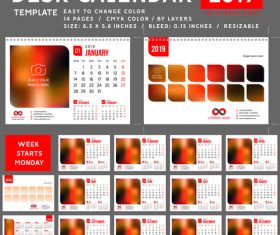 Creative desk calendar 2019 vector template 01