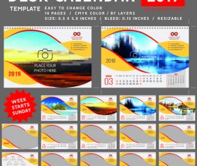 Creative desk calendar 2019 vector template 02