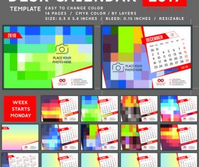 Creative desk calendar 2019 vector template 03