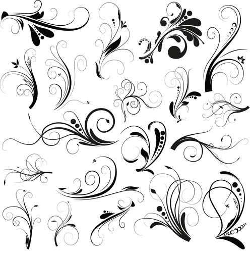 Curled Floral Ornaments Illustration 3 vectors